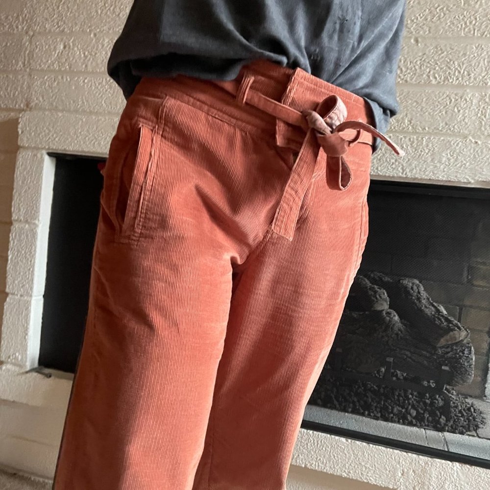Sundance Emily Cropped Ankle Coral Corduroy Pants Size 4 - Picture 7 of 10